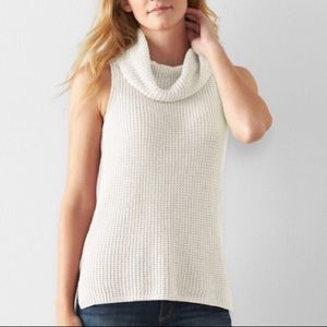 Chico’s Cream Waffle Weave Sleeveless Cowl Neck Sweater